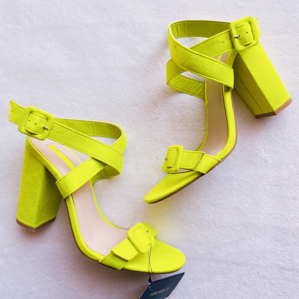 Forever 21 Green Open Toe Heels